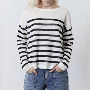 H&M Black & White Striped Lightweight Sweater